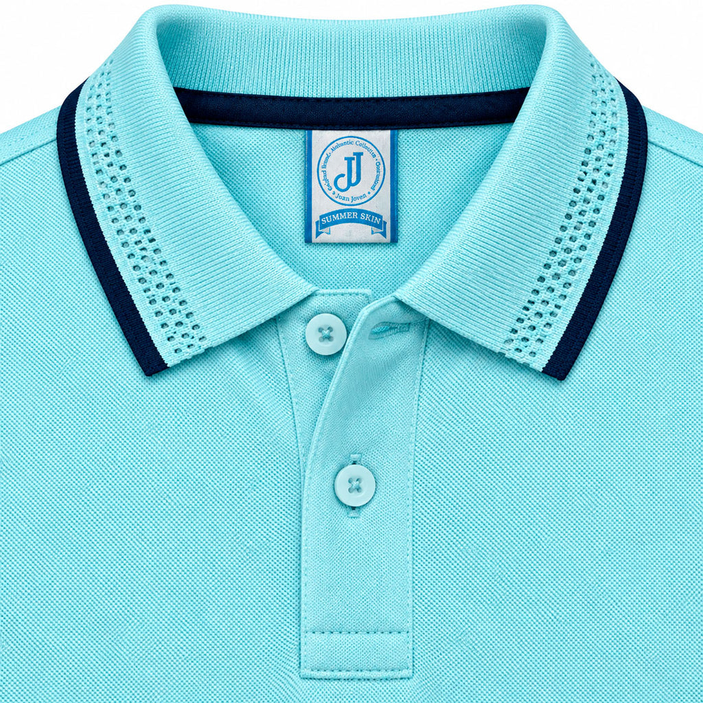 Polo Jacquard Azul Agua