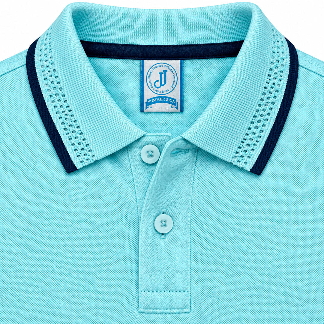 Polo Jacquard Azul Agua