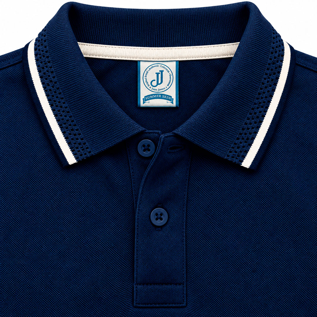 Polo Jacquard Azul Oscuro