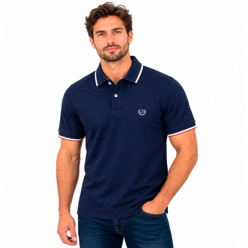 Polo Jacquard Azul Oscuro