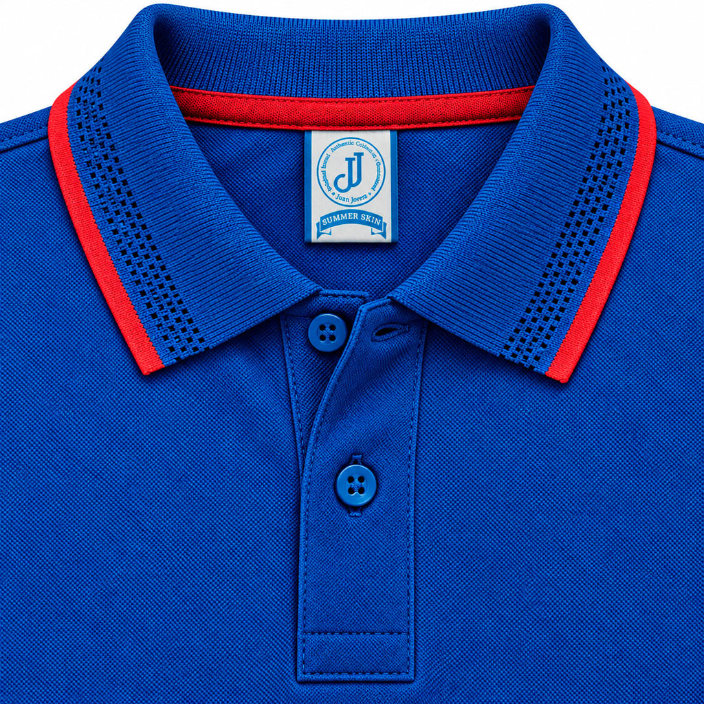 Polo Jacquard Azul Petroleo