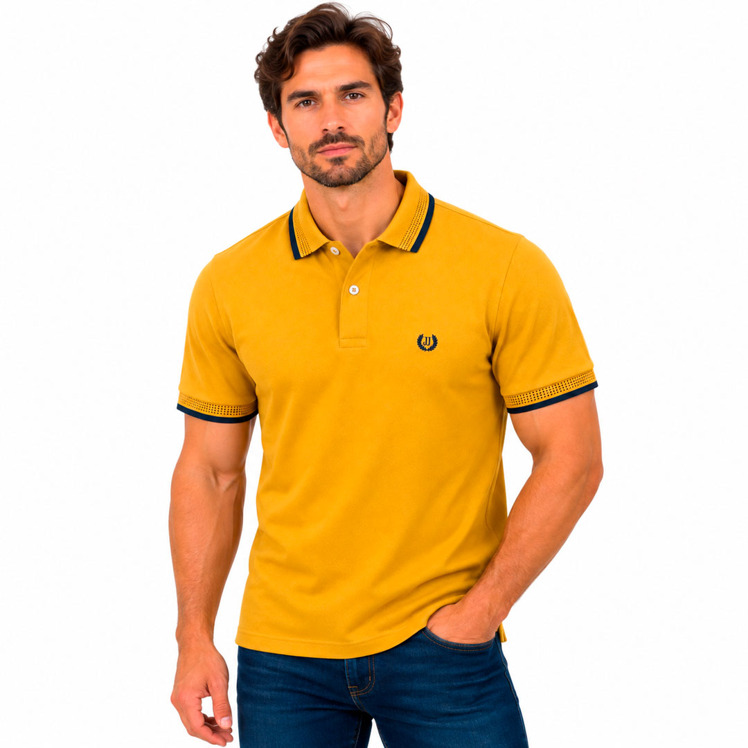 Polo Jacquard Mostaza